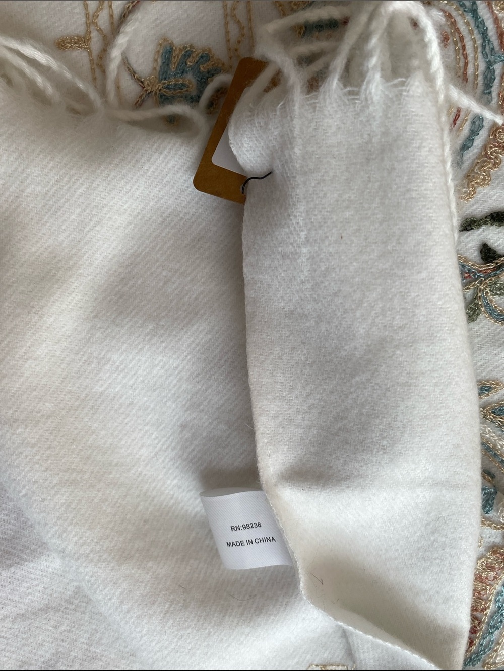 Embroidered Floral White Shawl Wrap - Elegant Scarf - Picture 5 of 9